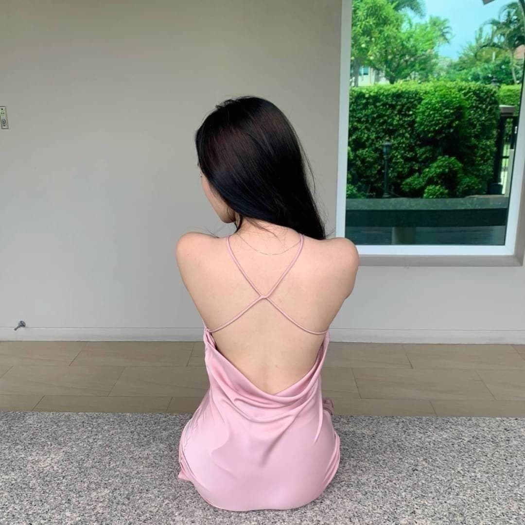 Pink Backless Satin Mini Dress