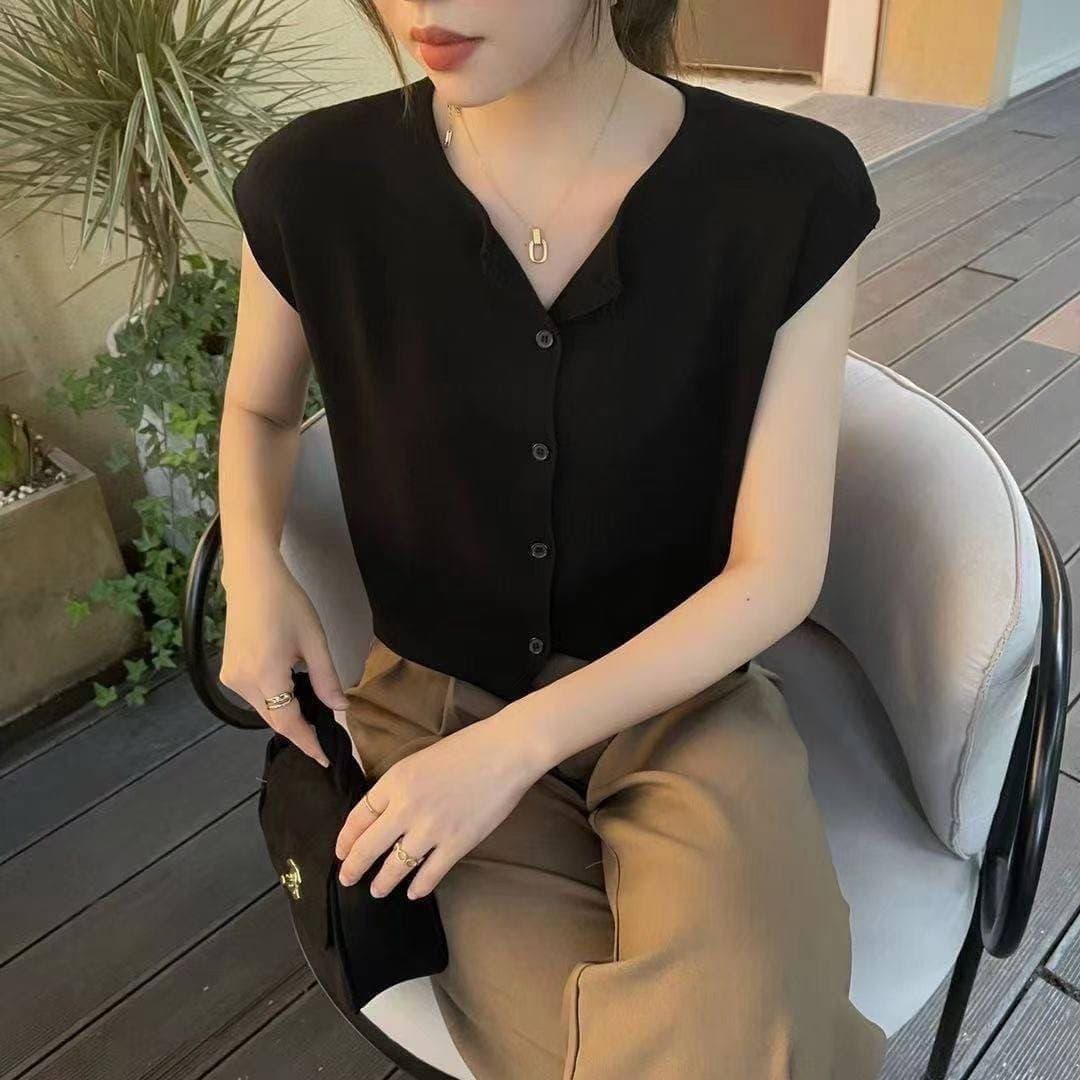 Sculpted Button Top